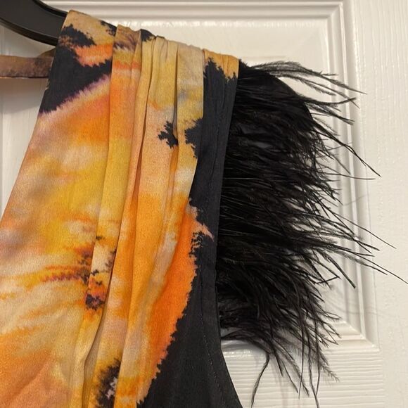Ranna Gill Anthropologie Watercolor Floral Feather Maxi Dress with Cut Outs - Picture 3 of 9
